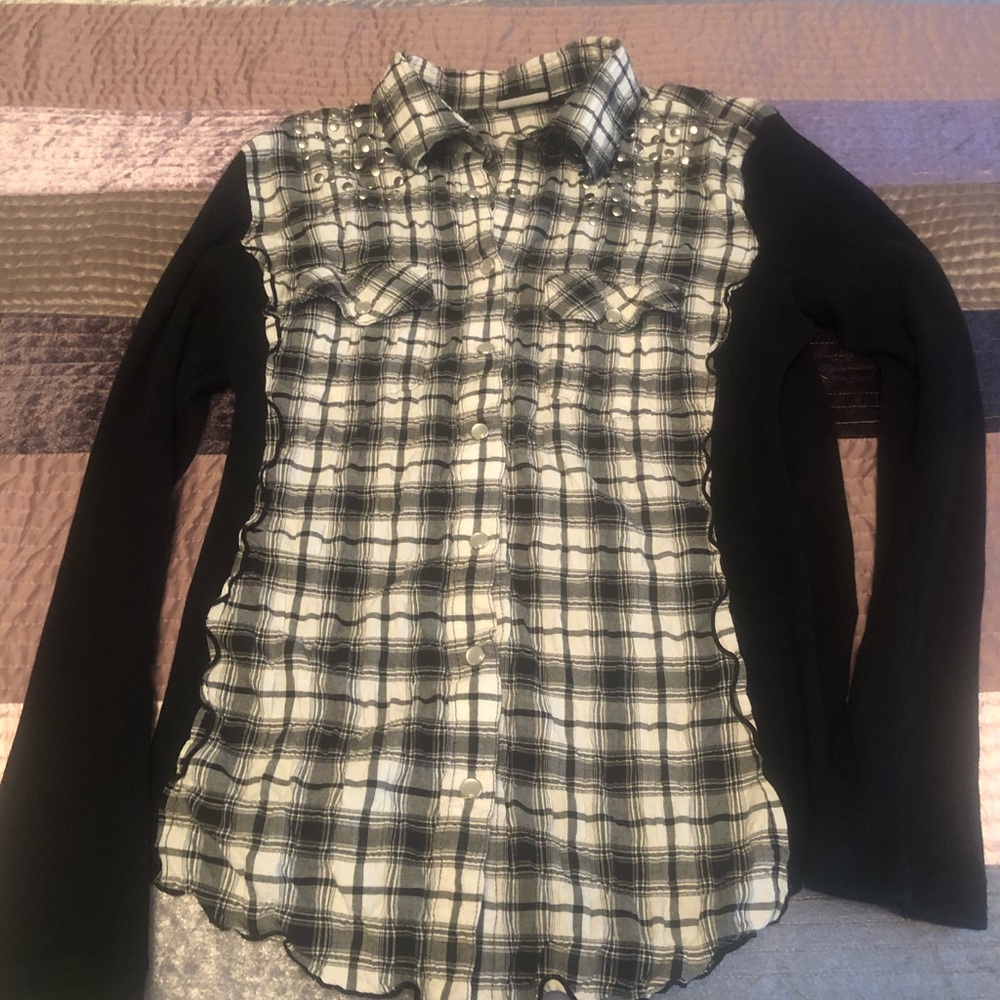 Ladies large black/white slim fit long sleeve